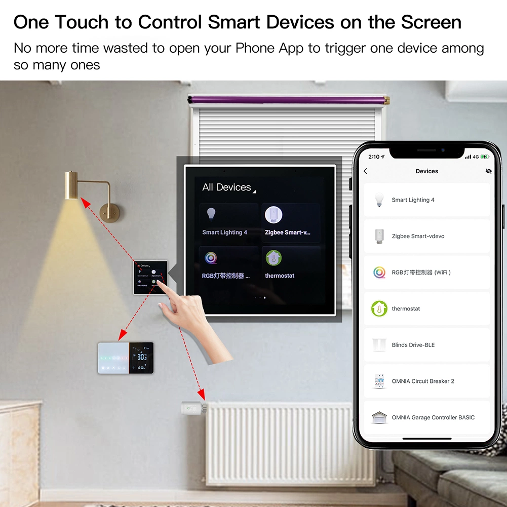 Tuya Smart Home Intergration Multi-Functional Touch Screen Control Panel 4-Inch in-Wall Central Control Intelligent Scenes Automation
