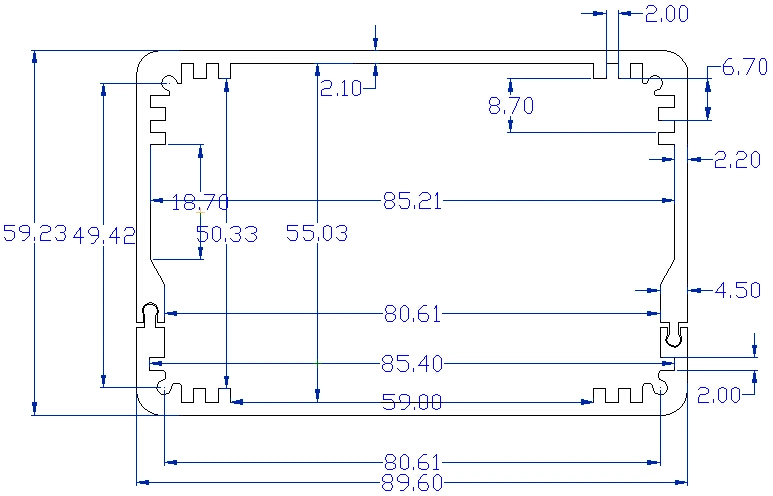 Extrusion Aluminum Housing for Electrical Parts W89.6xh59.4mm