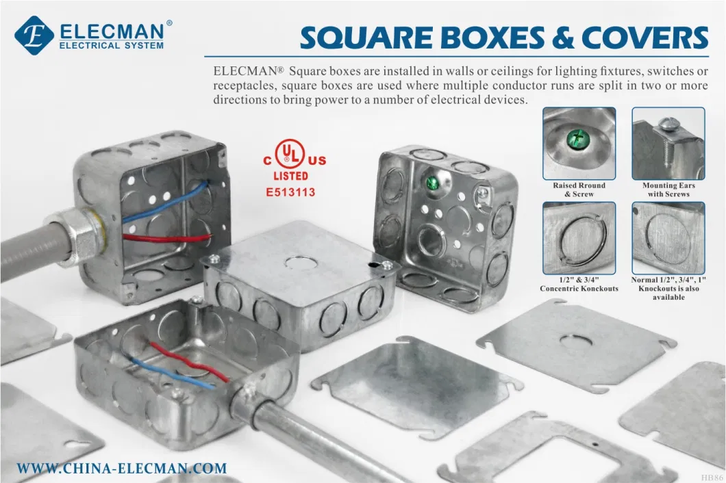 Gi Square Junction Box Metal Box Electrical Box Caja Metalica