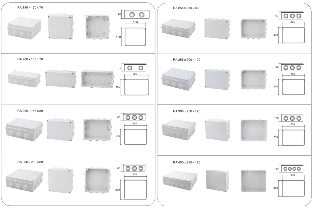 Outdoor Waterproof Junction Box ABS Plastics Reserved Holes Electrical Equipment Terminal Junction Box