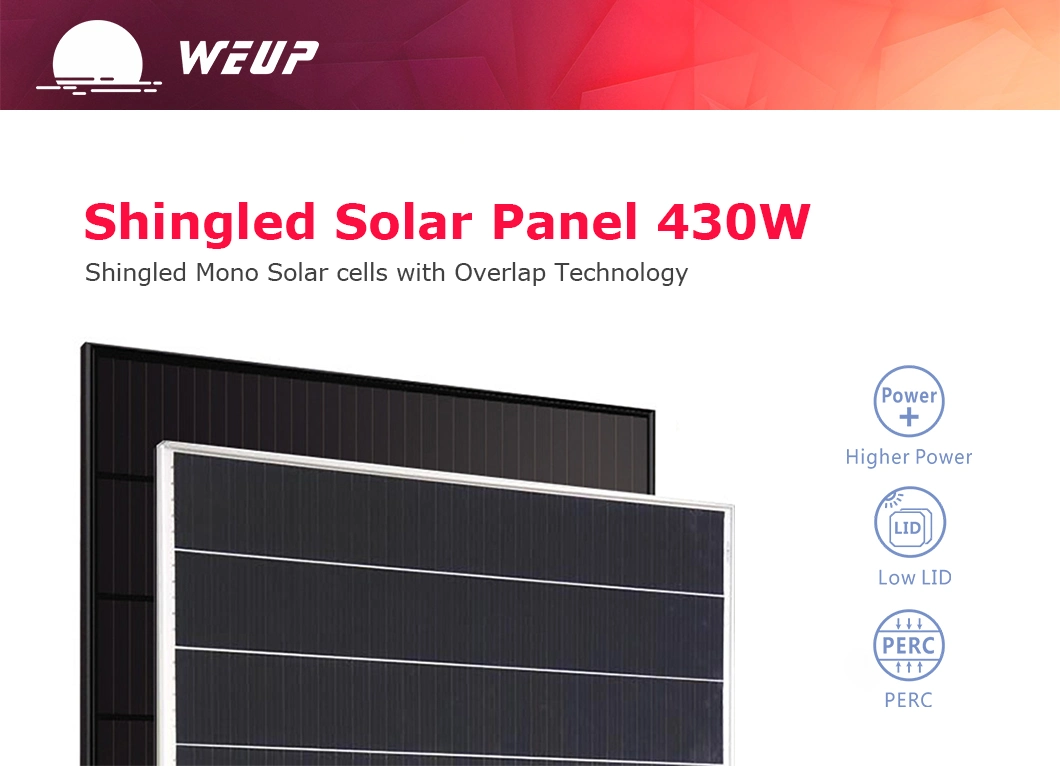 Commercial Use 410W 420W 430W Shingled Mono Solar Panel for Outdoor Solar Power System