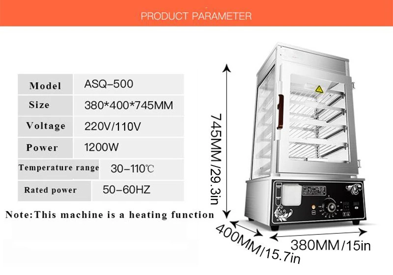 Electric Five Layer Heat Snack Food Bun Machine Steamer Heating Preservation Cabinet