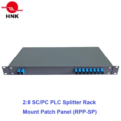2: 8 PLC Splitter de fibra óptica de montaje en rack Patch Panel
