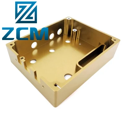 Fabricación personalizada de Shenzhen blanqueado CNC de precisión de metal de oro amarillo de la industria aeroespacial de comunicación de vehículo de aluminio anodizado batería Caja Caja de alojamiento