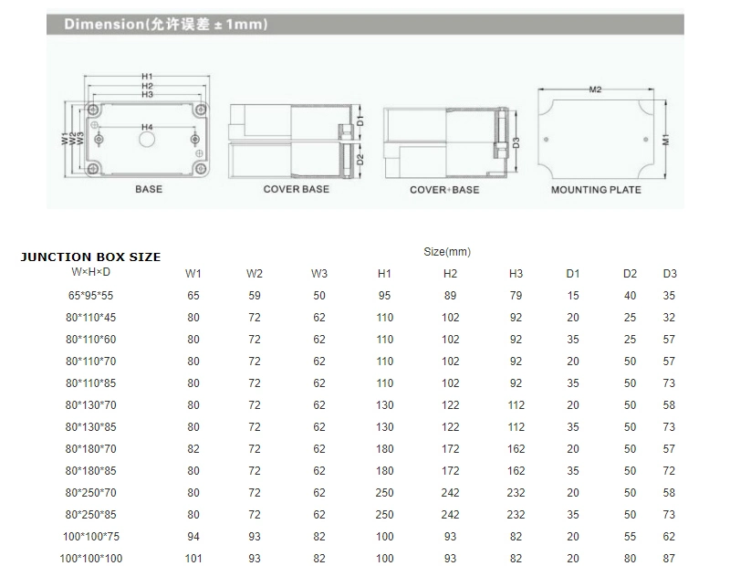 Waterproof Dustproof IP67 ABS Plastic Junction Box Universal Electrical Project Enclosure