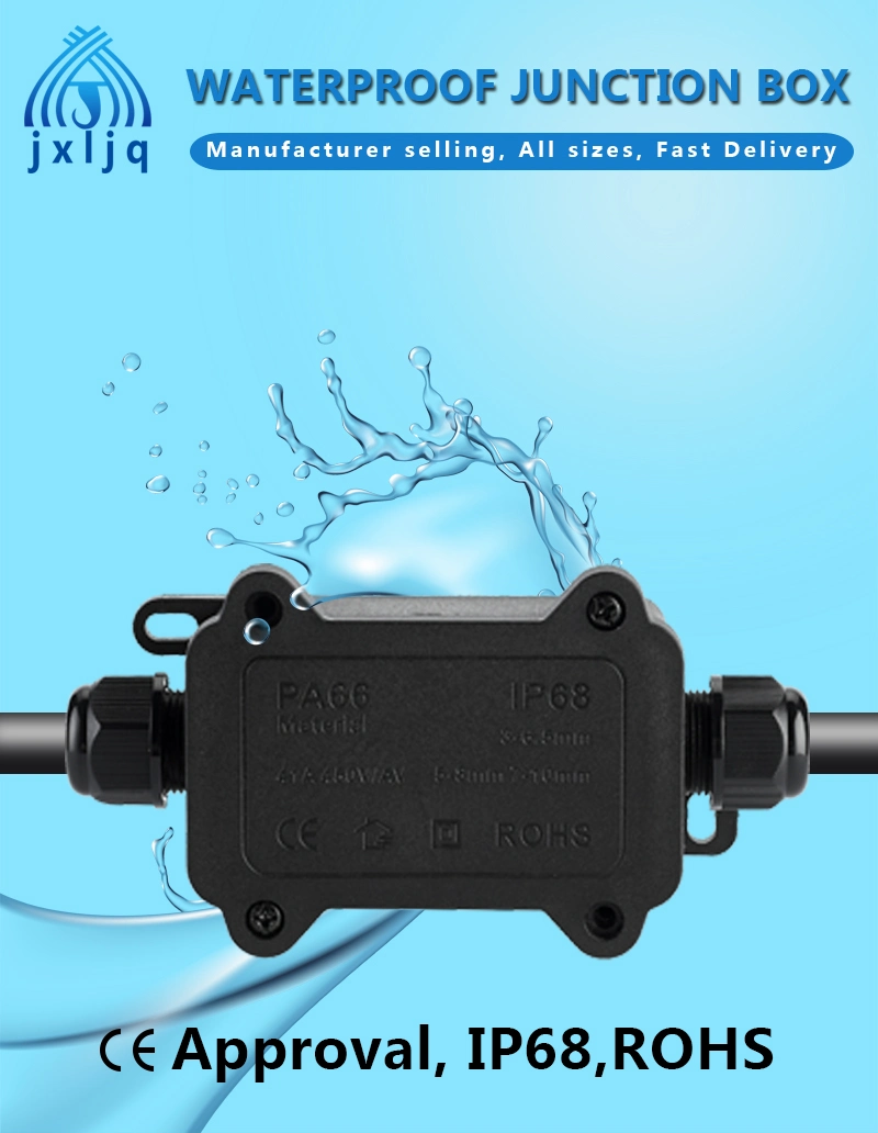 Black Different Way IP68 Waterproof Junction Box Electrical Cable Weatherproof Connection Box