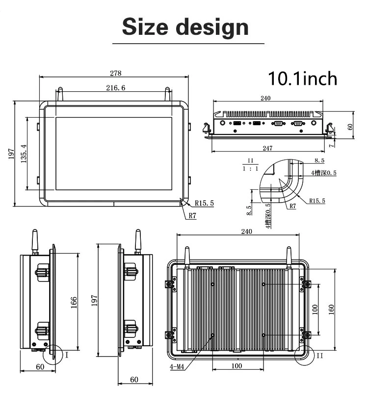 10.1 Industrial Panel PC Industrial Display All in One Monitor HDMI SIM Cabinet for Industrial Control Equipment PC Monitor