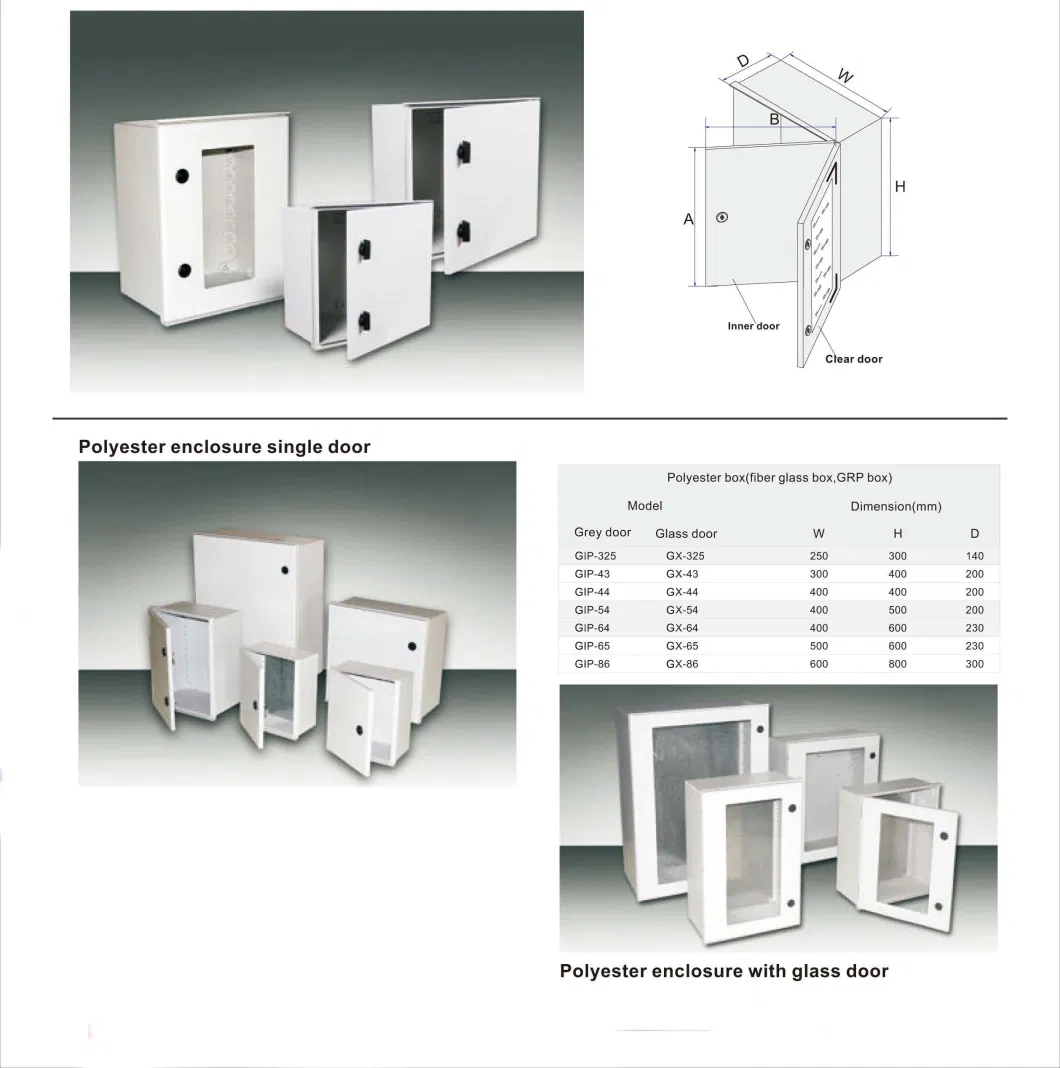 GRP Polyester SMC Fiberglass Electric Industry Distribution Enclosure Boxes OEM BMC FRP Electrical Box with Hinge Lock