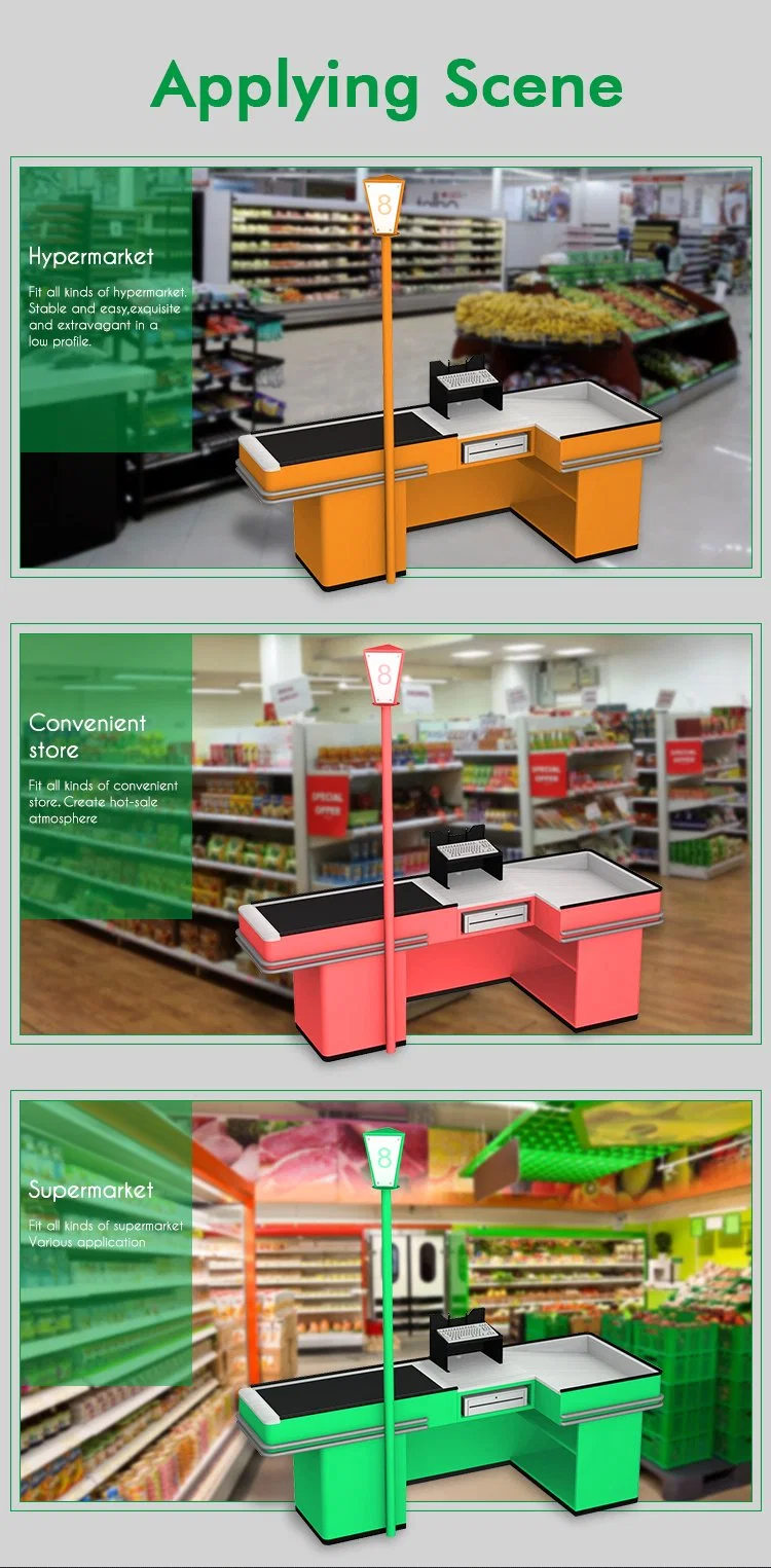 Custom Automatic Checkout Counter Shopping Bag Hook Supermarket Cashier Desk