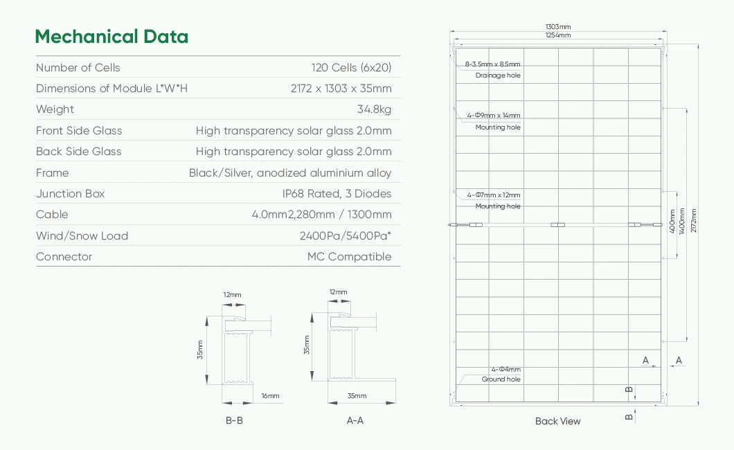 Home Use Double Glass 590W 595W 600W 605W 610W Solar Panels With MC4 Connector