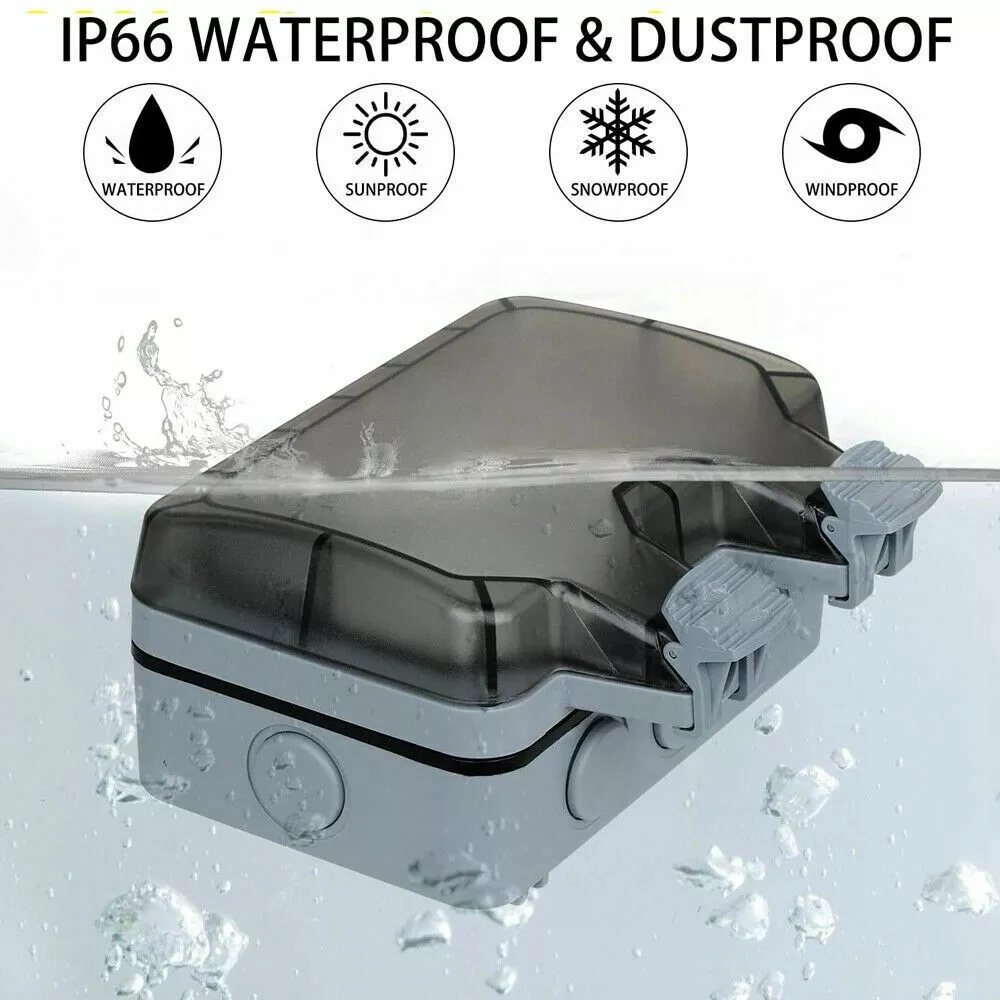 Weatherproof Outdoor Switch Socket Box IP66 Electrical Smart Waterproof Plastic Switch Socket Enclosure Outlet Box