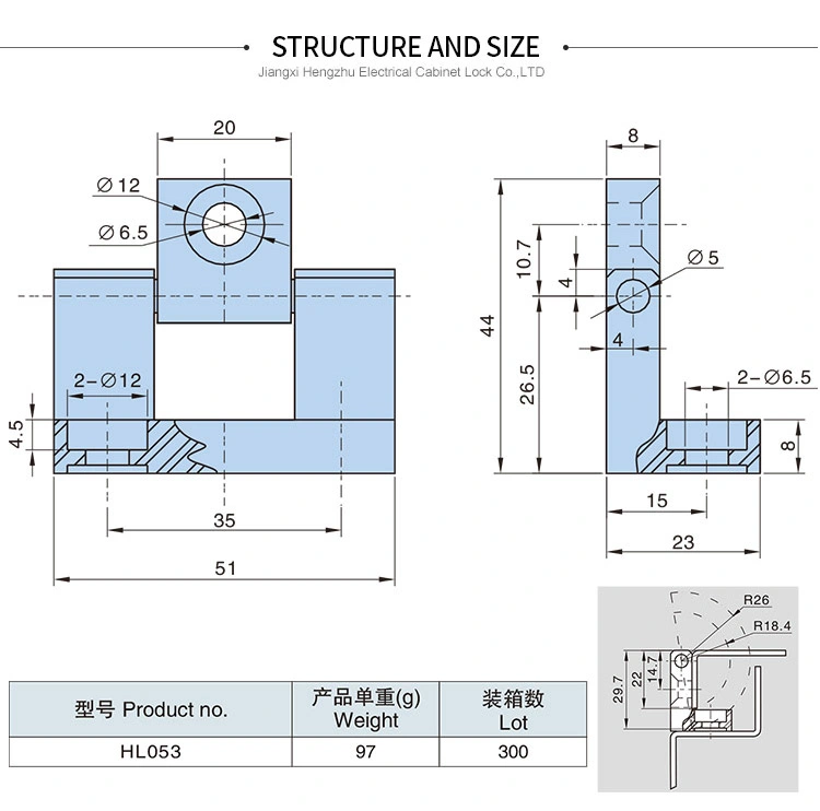 Hengzhu Hl053 Electrical Panel Door Zinc Cabinet Hinge 180 Degree Door Hinges