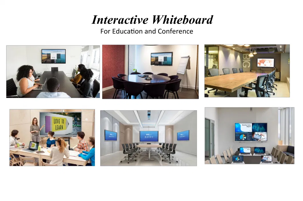 55 ~ 86 Inch Electronic 4K Dual System Multi Touch Flat Panel Smart Board Interactive Whiteboard for Conference Meeting &amp; Education Classroom