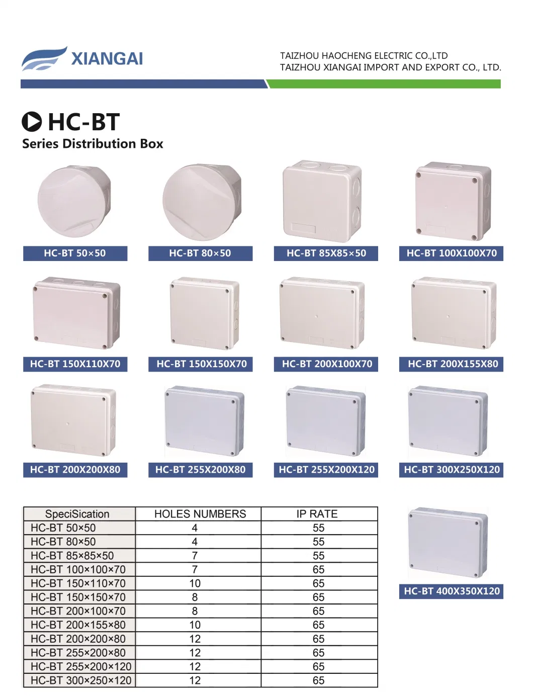 Waterproof Plastic Box Junction Box Electrical Box Switch Box Connection Box Hc-Bt100*100*70mm Manufacture