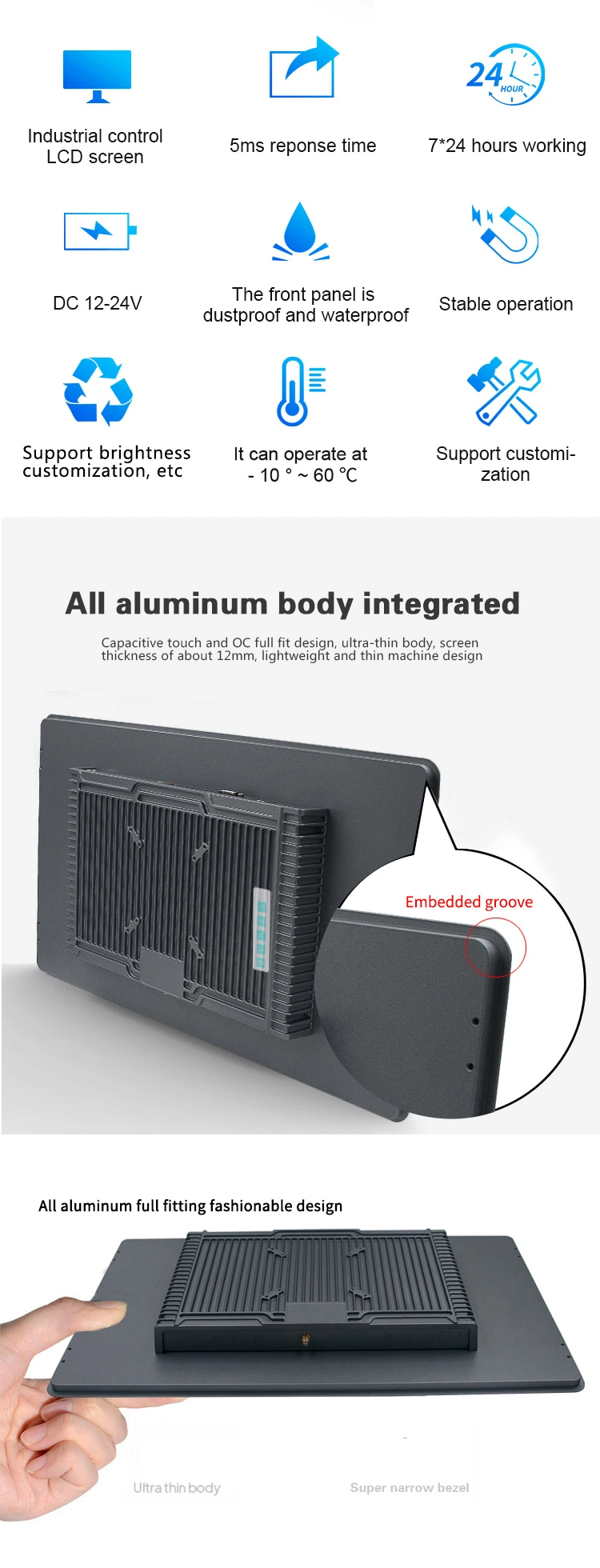 10.1 Industrial Panel PC Industrial Display All in One Monitor HDMI SIM Cabinet for Industrial Control Equipment PC Monitor