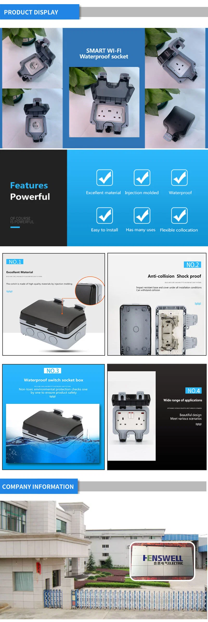 Distribution Box Electric IP66 Waterproof Switch Panel Board Electrical