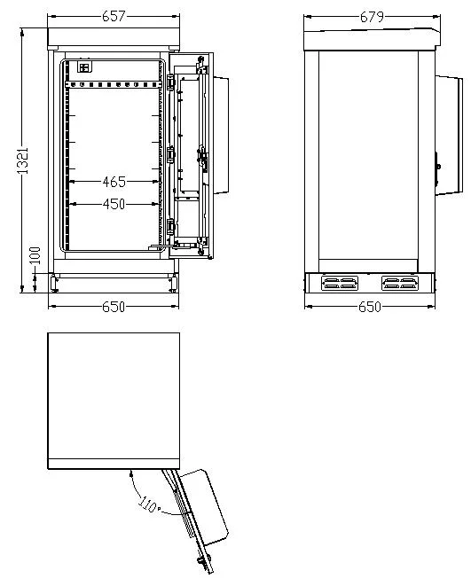 Electrical Aluminum Outdoor Telecommunications Cabinet Waterproof IP55/IP65 Outdoor Cabinet