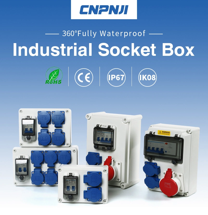 Cnpnji CE IP67 Waterproof Industrial 5 Socket Box Electrical Control Panel Board Power Distribution Box