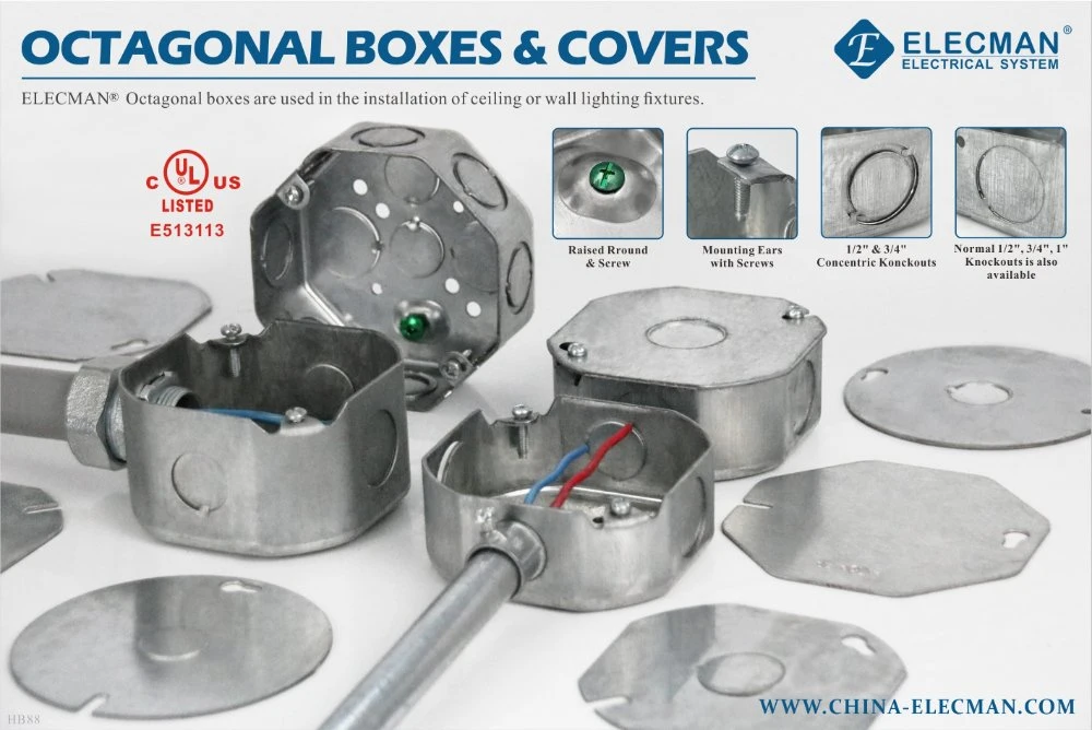 Pre Galvanized Steel Octagonal Box UL Electrical Junction Box Cajas Metalicas