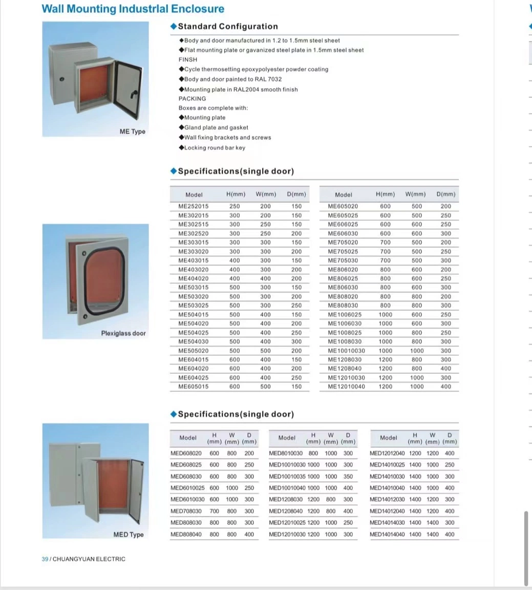 Sheet Steel Metal Enclosure Electrical Industrial Control System Cabinet