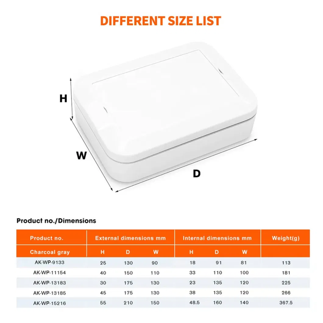 55*210*150mm Custom Plastic Electrical Junction Box Waterproof Box IP67 Smart Sensor IoT Device Plastic Enclosure