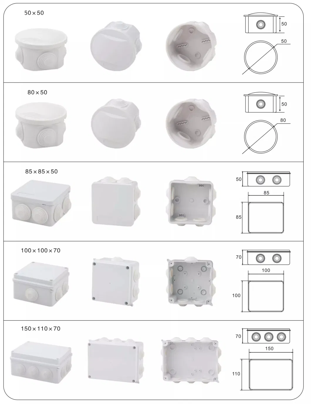 Outdoor 100X100X70mm IP65 Plastic Waterproof Junction Box ABS PC Electrical Box Wall Mount Enclosure Box with Rubber Plug