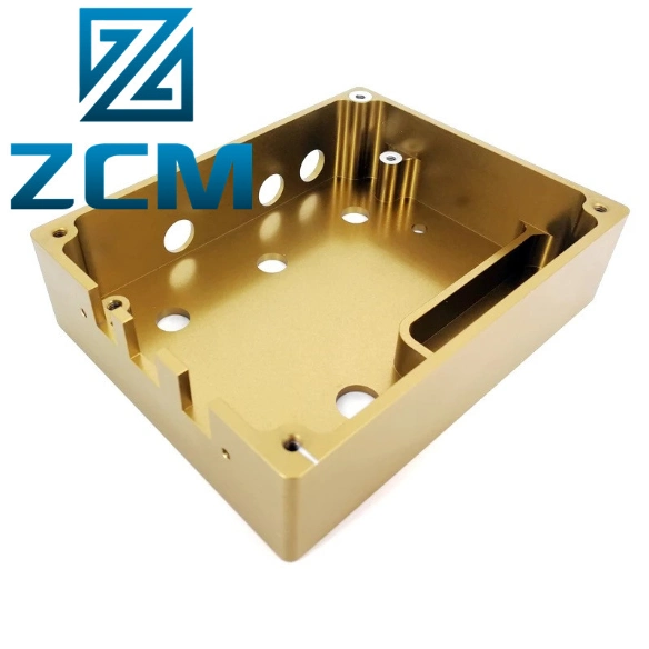 Shenzhen Custom Manufacturing CNC Milled Metal Precision Aerospace Yellow/Gold Anodized Vehicle Communication Battery Aluminum Case Housing Enclosure Box