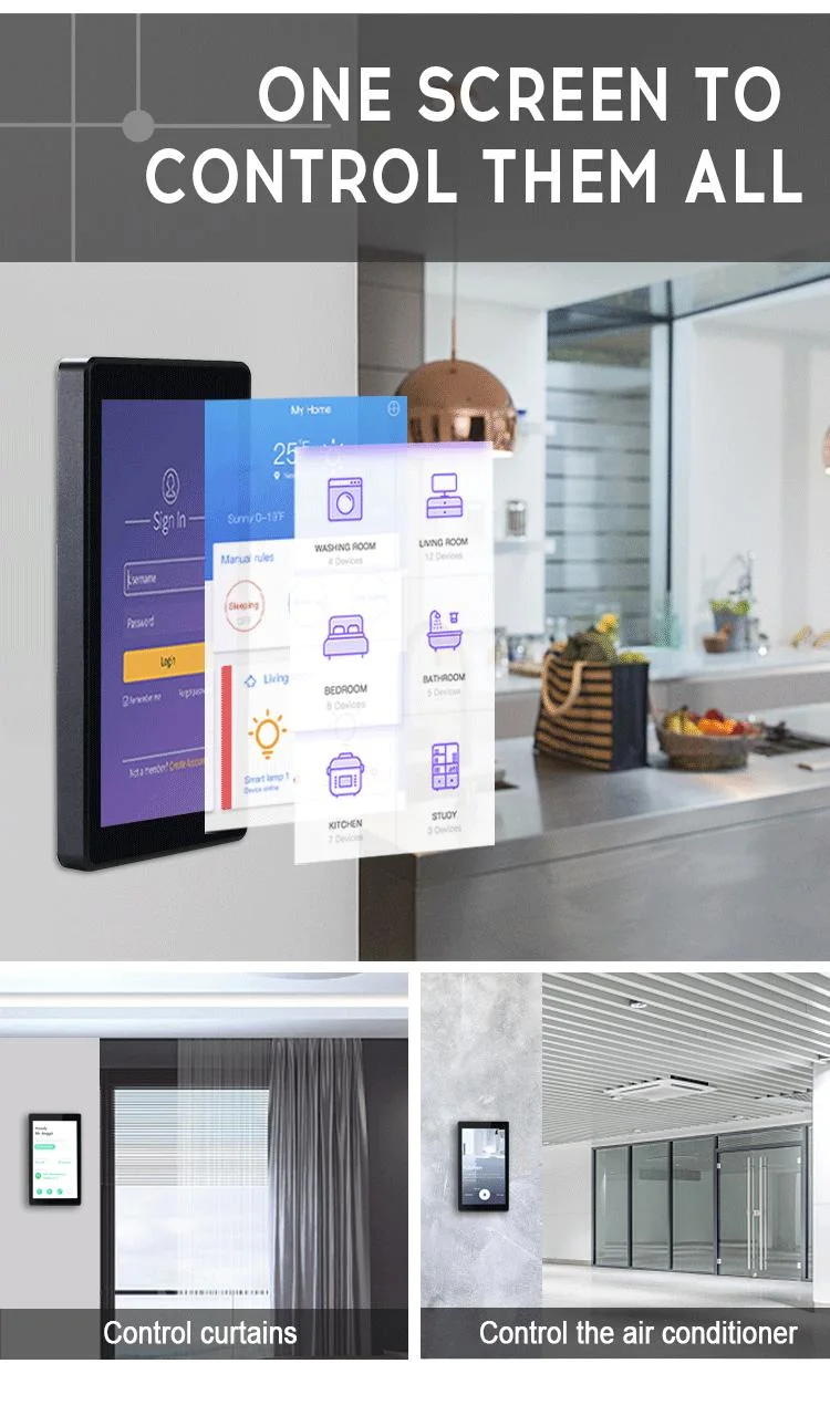 5.5 Inch Flush Mount Android Smart Home Automation System Touch Control Panel Switch