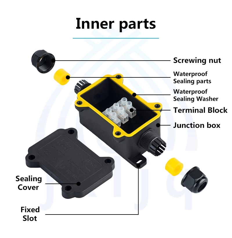 Outdoor Lighting Underwater Electrical Cable 2 Way IP68 Black Different Way IP68 Weatherproof Junction Box 3-6.5