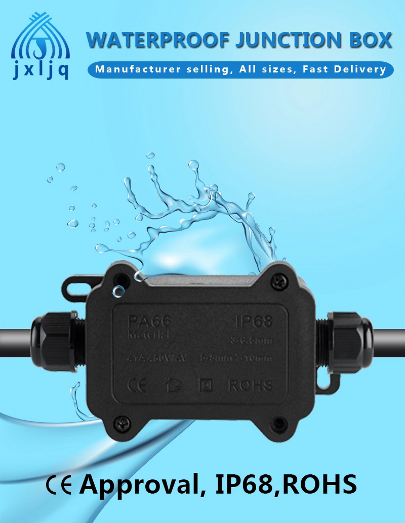 Outdoor Lighting Underwater Electrical Cable 2 Way IP68 Black Different Way IP68 Weatherproof Junction Box 3-6.5