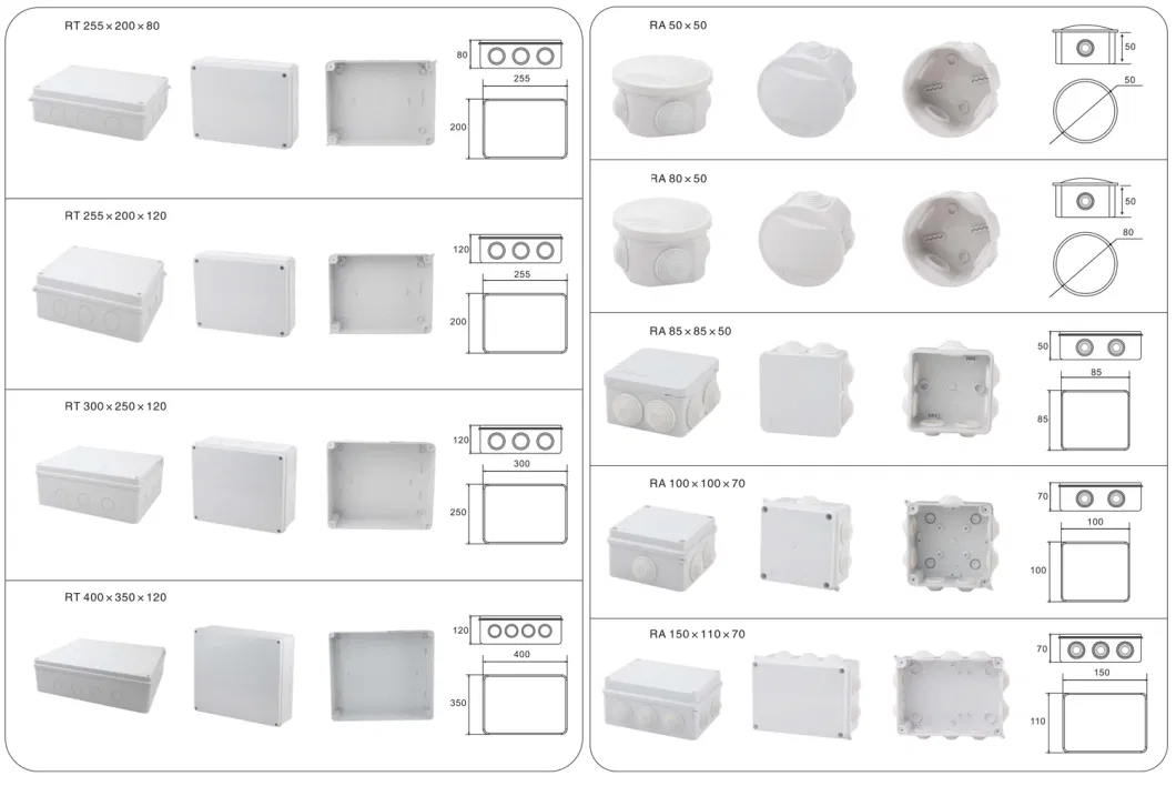 Outdoor Waterproof Junction Box ABS Plastics Reserved Holes Electrical Equipment Terminal Junction Box