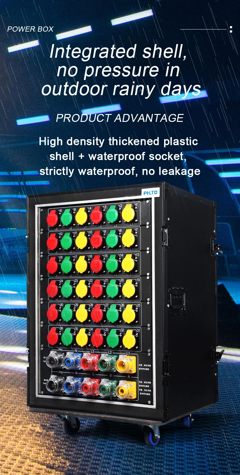 Phltd 16-Way Power Supply Straight-Through Box Stage Lighting Performance Rental Leakage Protection Distribution Cabinet LED Large