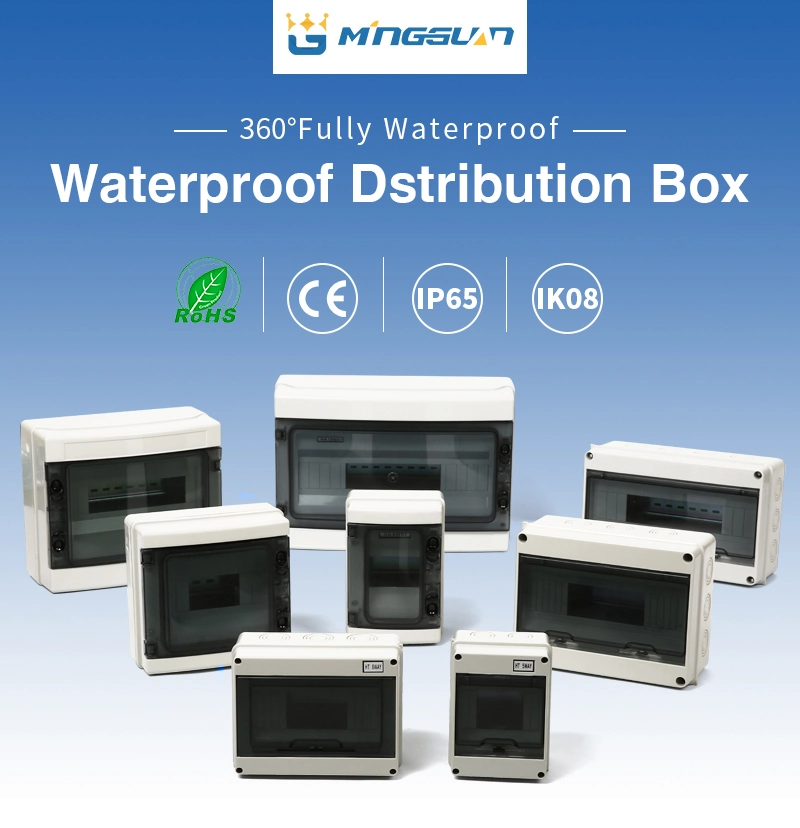 Ht 2/5/8/12/15/18/24way Outdoor Waterproof IP65 PC Plastic Electrical Junction Box MCB Switch Panel Mounted Distribution Box