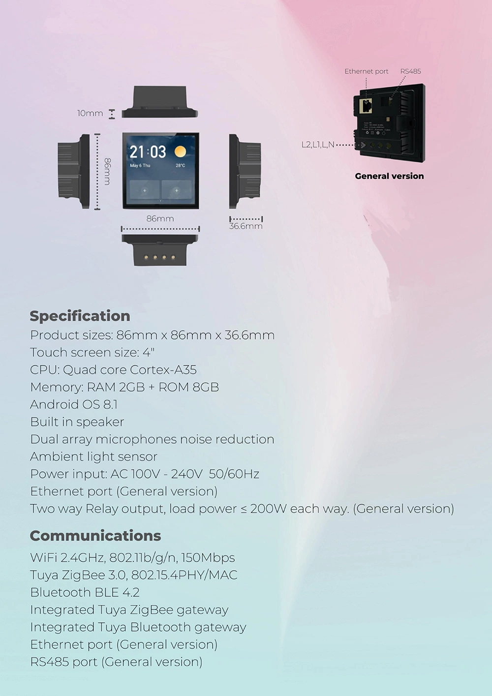 Mvava Smart Home Products and Accessories Home Complete Automation Control System Multi-Functional Control Panel