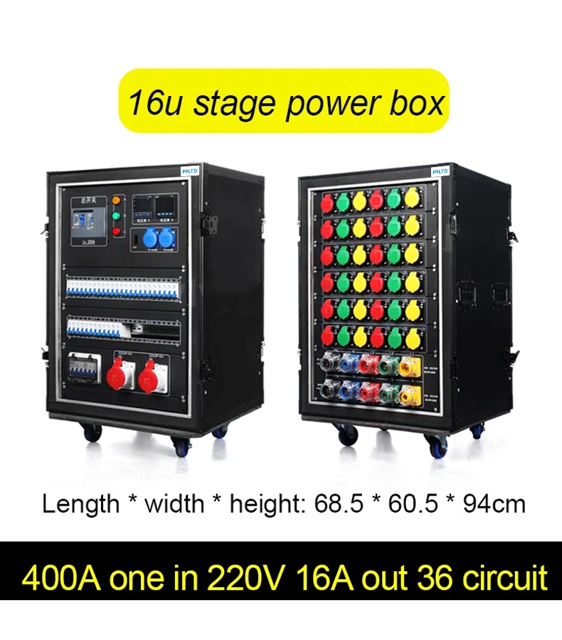 Phltd 16-Way Power Supply Straight-Through Box Stage Lighting Performance Rental Leakage Protection Distribution Cabinet LED Large