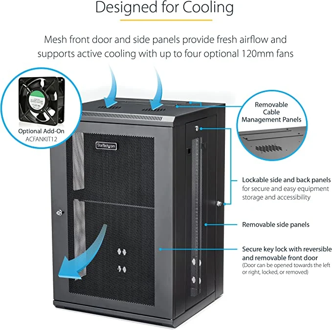 18u 19 Inch (approx. 48.3 cm) Wall Mounted Network Cabinet (KP series)