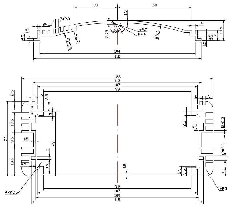 128X58 mm Aluminum Electrical Enclosure with Panels and Screws Box