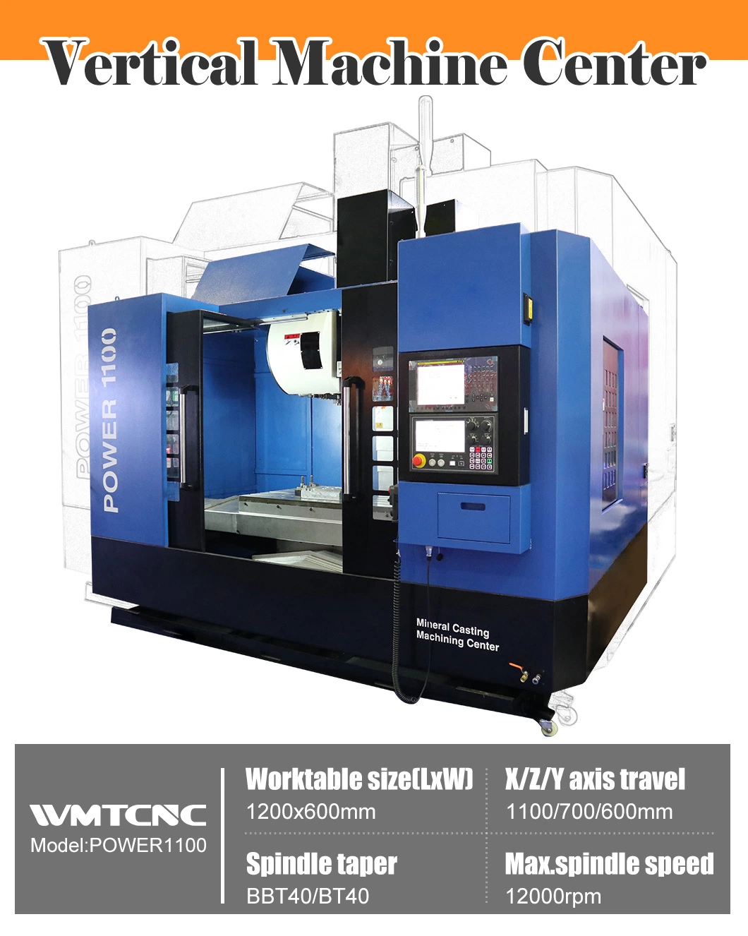 Power1100 High Speed Mineral Casting CNC Machining Center