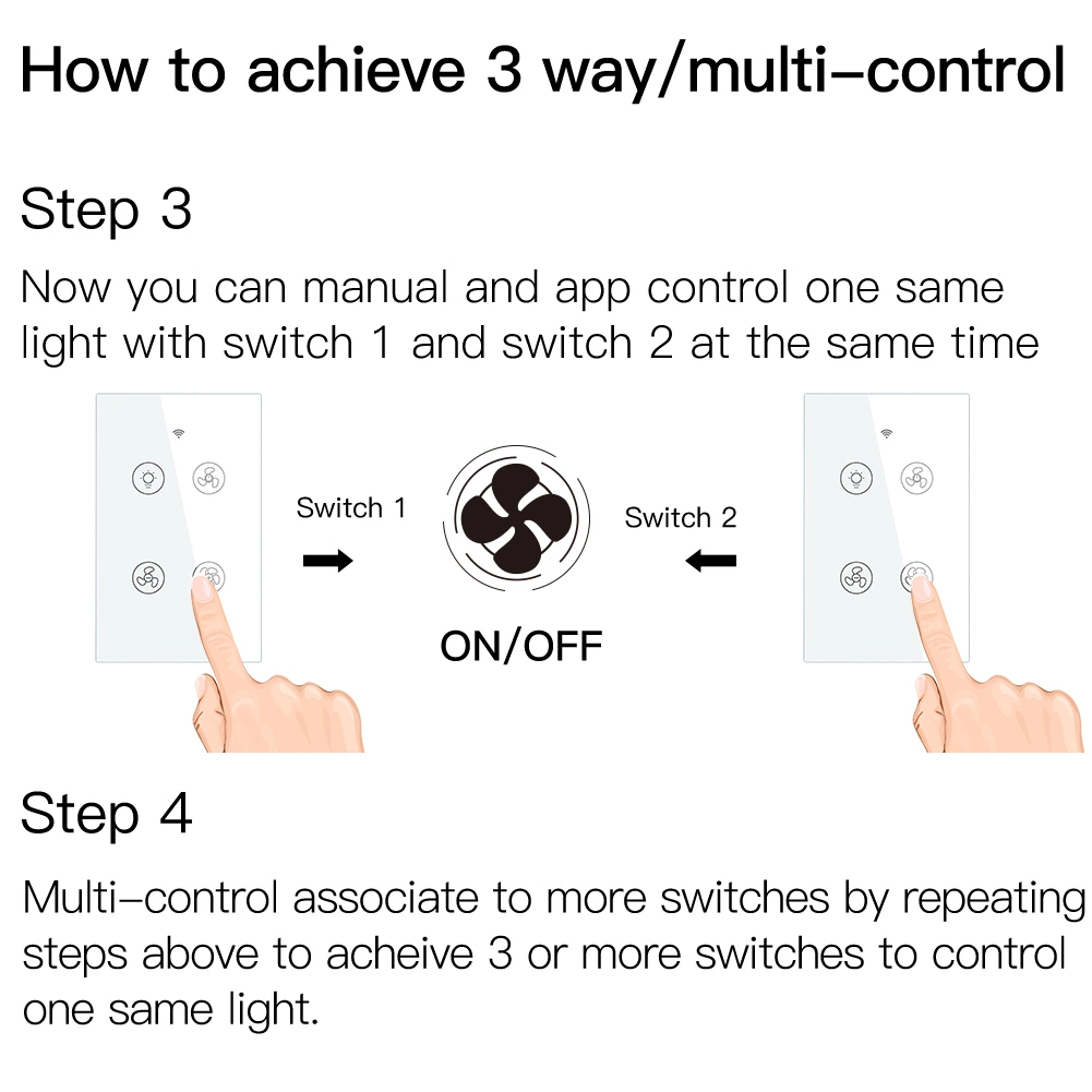 New Touch Panel Smart Fan Light Switch Tuya APP Remote Speed Control Voice WiFi Ceiling Fan Light Wall Switch