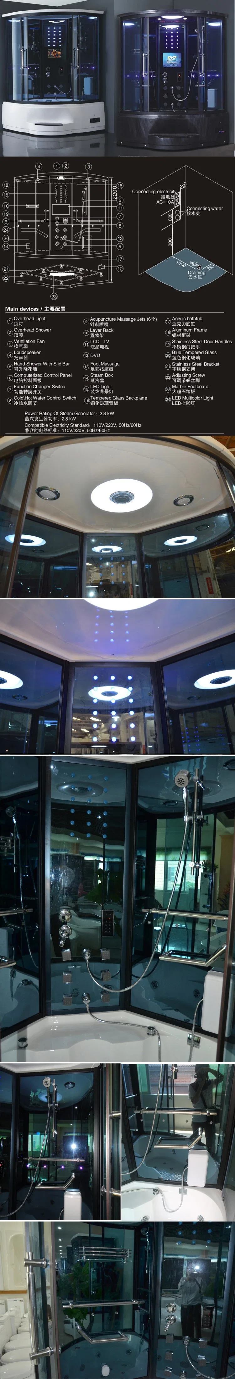 Modern Fashion Design Digital Control Tempered Glass Bathroom Massage Bathroom Steam Shower Cabin Price