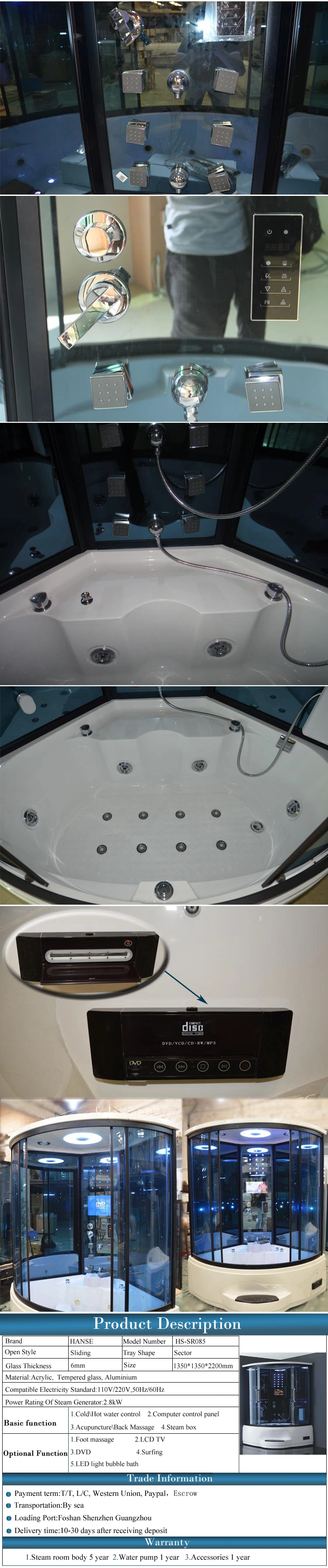 Modern Fashion Design Digital Control Tempered Glass Bathroom Massage Bathroom Steam Shower Cabin Price