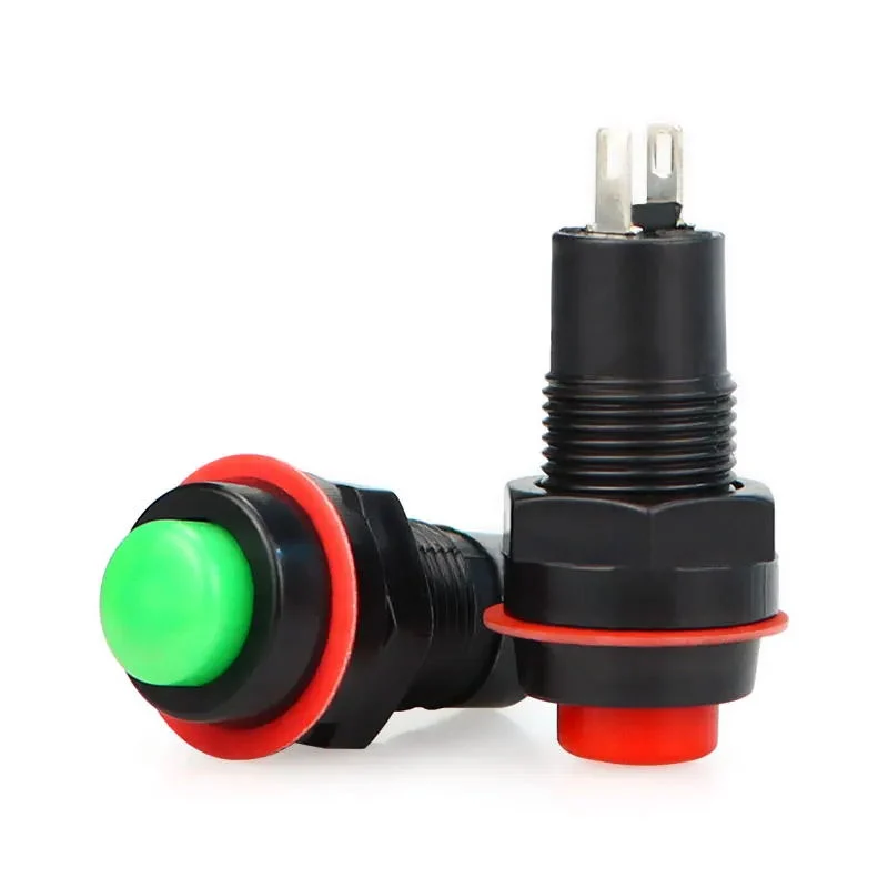 Ds-211 2 Pin Latching Mini Round Push Button Switch 10mm Black Housing