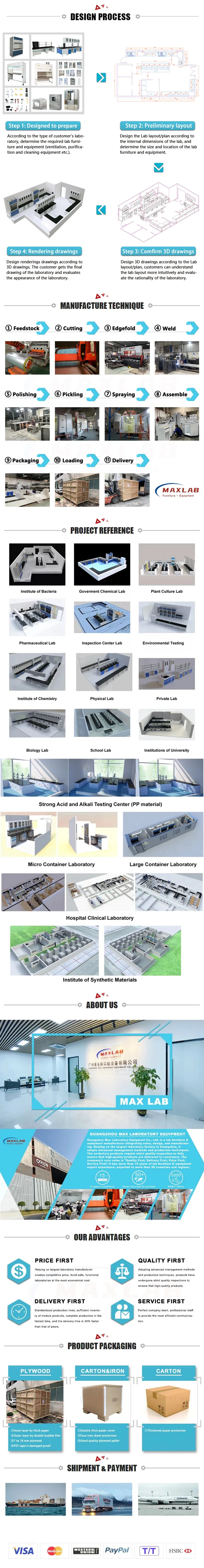 Chemical Resistance Epoxy Reisn Countertop Steel Casework Laboratory Cabinet for Lab