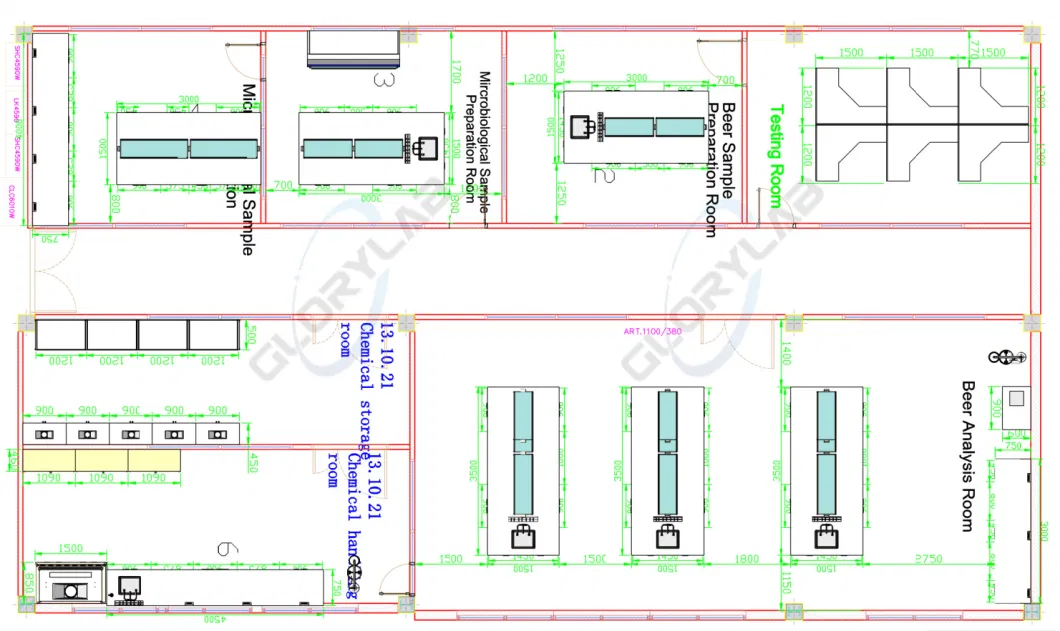 Steel Laboratory Bench Laboratory Furniture with Wall Mounted Cabinets