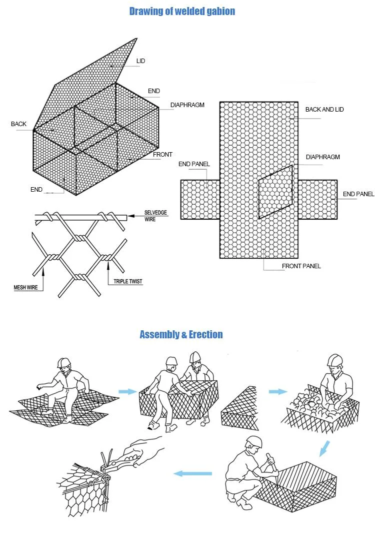 Hot Dipped Galvanized Gabion Basket Gabion Box for Retaining Wall