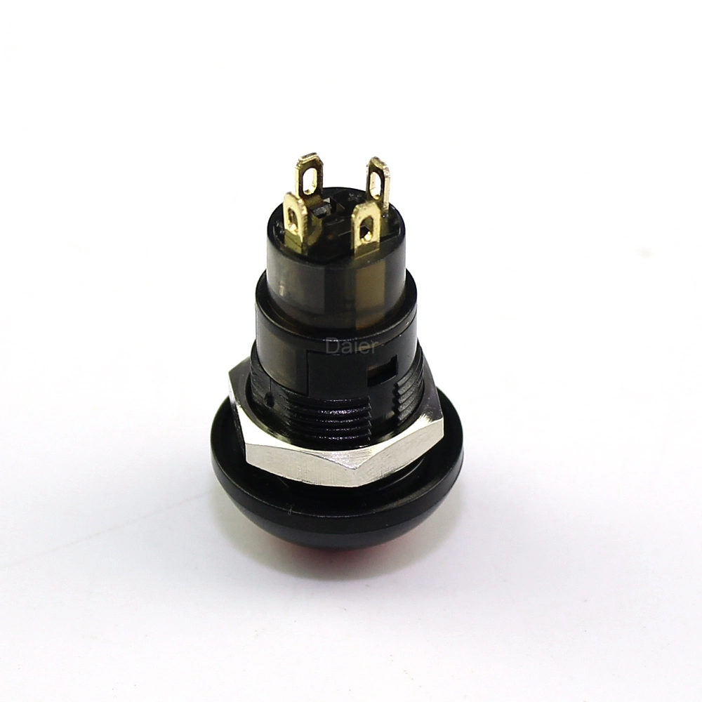 12mm IP67 Waterproof Push Button Switch Latching Spst on-off 4pin DOT Illuminated Plastic Black Housing