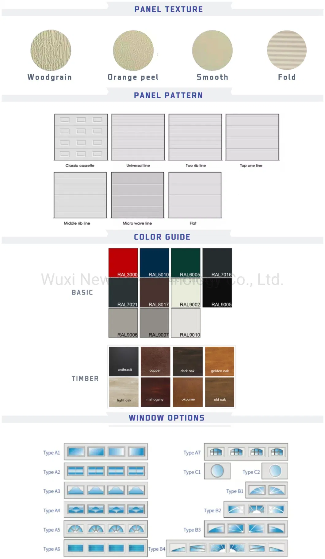 Double Wholesale Electrical PU Industrial Garage Door PVC Panels for Sectional Doors