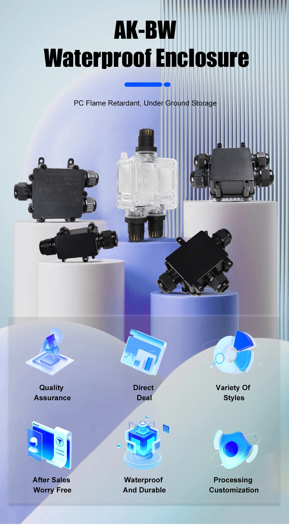 IP68 Connector Box 2 3 4 Ways Gland Cable Outdoor PC Waterproof Case Enclosures Junction Box