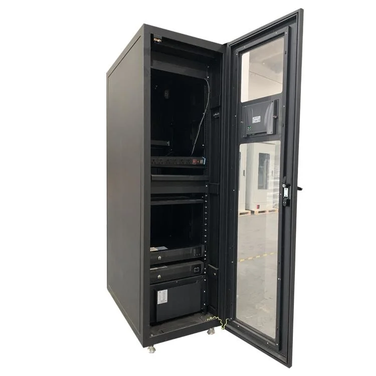 Black Single Door Large Steel Midsize Data Centers Front Control Battery Cabinet