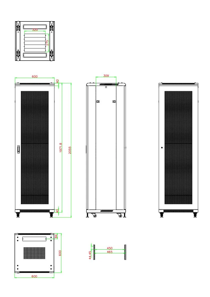 19 Inch Data Center Server Rack 42u Floor Standing Glass Door Server Cabinet, Rack Cabinet Network Cabinet